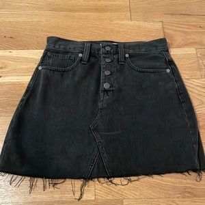 black denim cutoff mini skirt